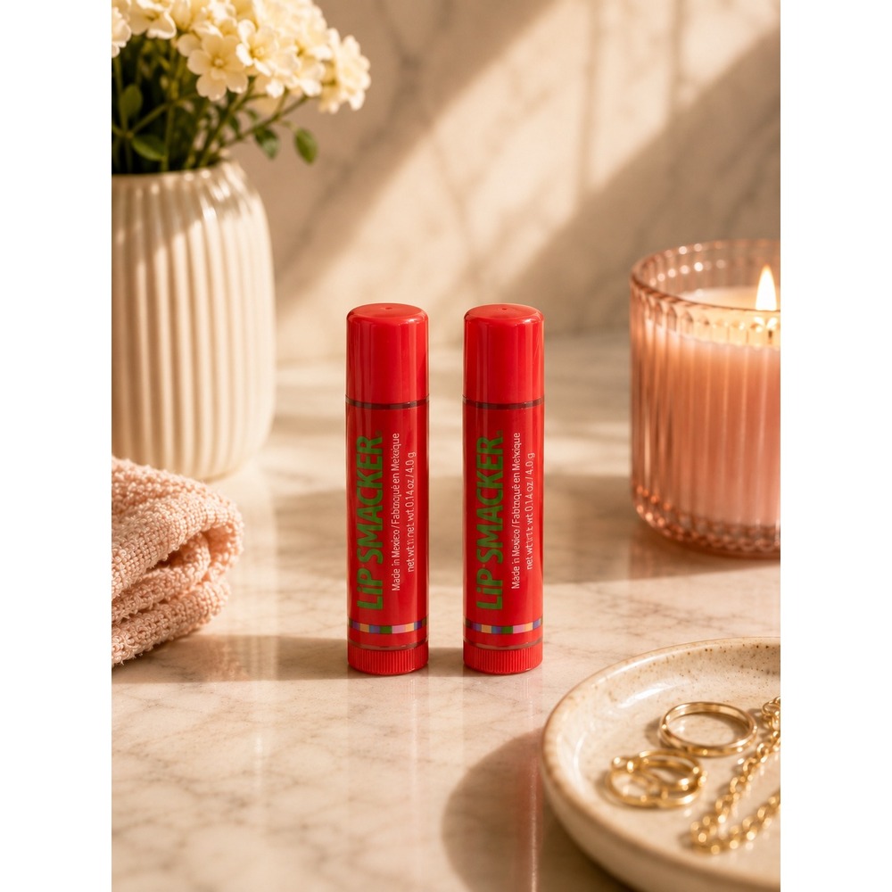 Lip Smacker Strawberry Lip Balm Duo 0.14 oz Moisturizing Glossy Finish 2 Pack